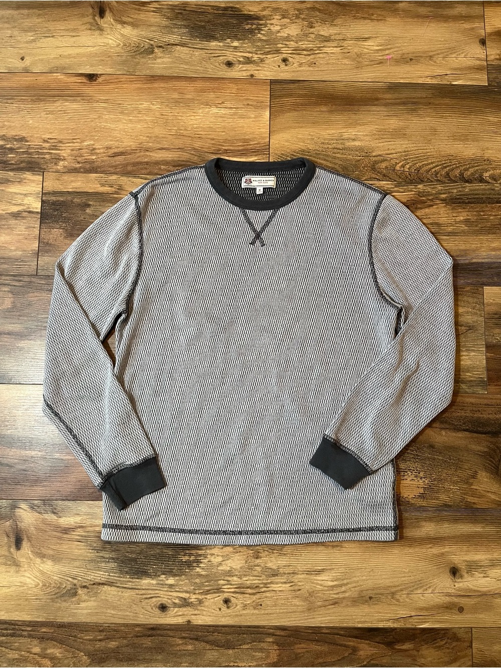 Wallace & Barnes Crewneck Sweatshirt Sweater Mens Medium Gray Honeycomb Waffle